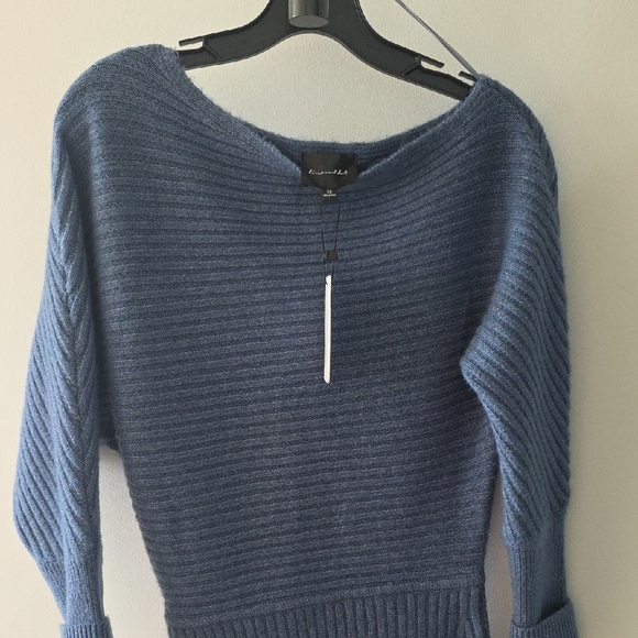Blue Ribbed Knit Dress - Picture 6 of 6